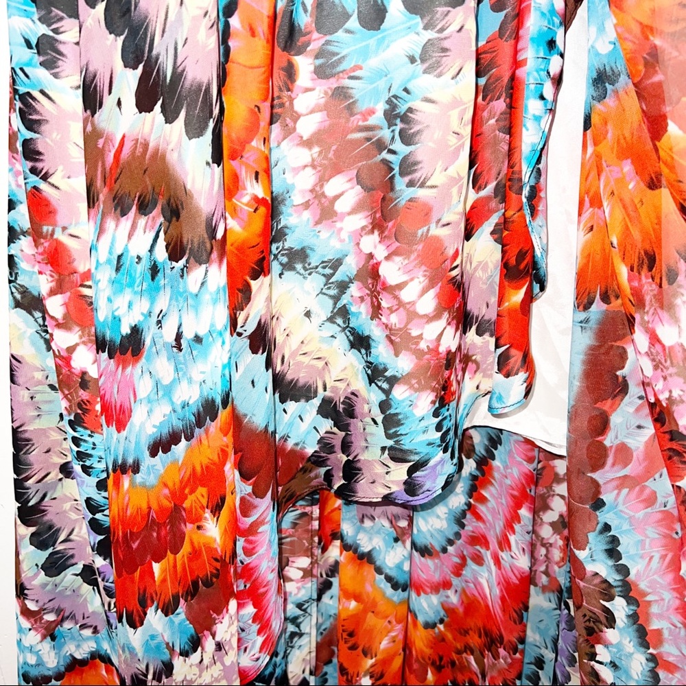 Aidan Mattox Multicolor Feather Print Strapless H… - image 6